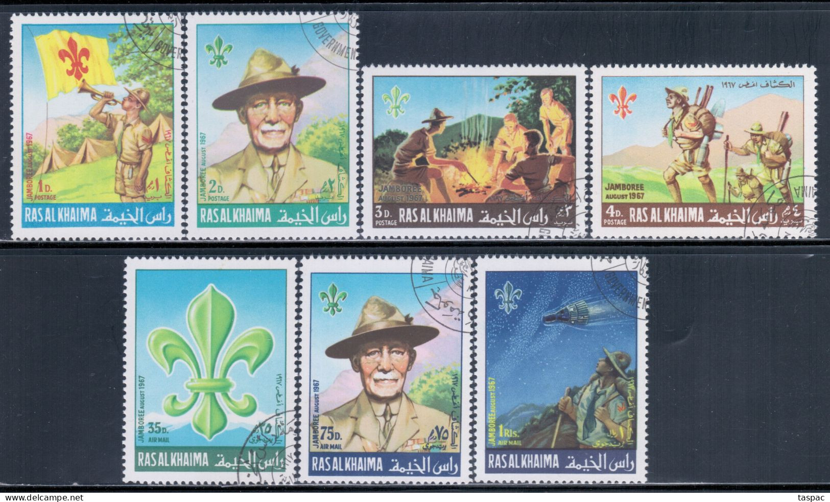 Ras Al-Khaima 1967 Mi# 188-194 A Used - 12th World Scout Jamboree, Idaho / Space - Used Stamps