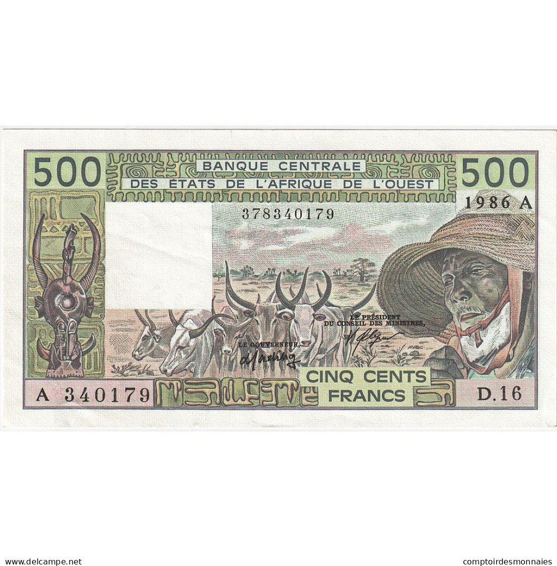 Communauté économique Des États De L'Afrique De L'Ouest, 500 Francs, 1986 - Westafrikanischer Staaten