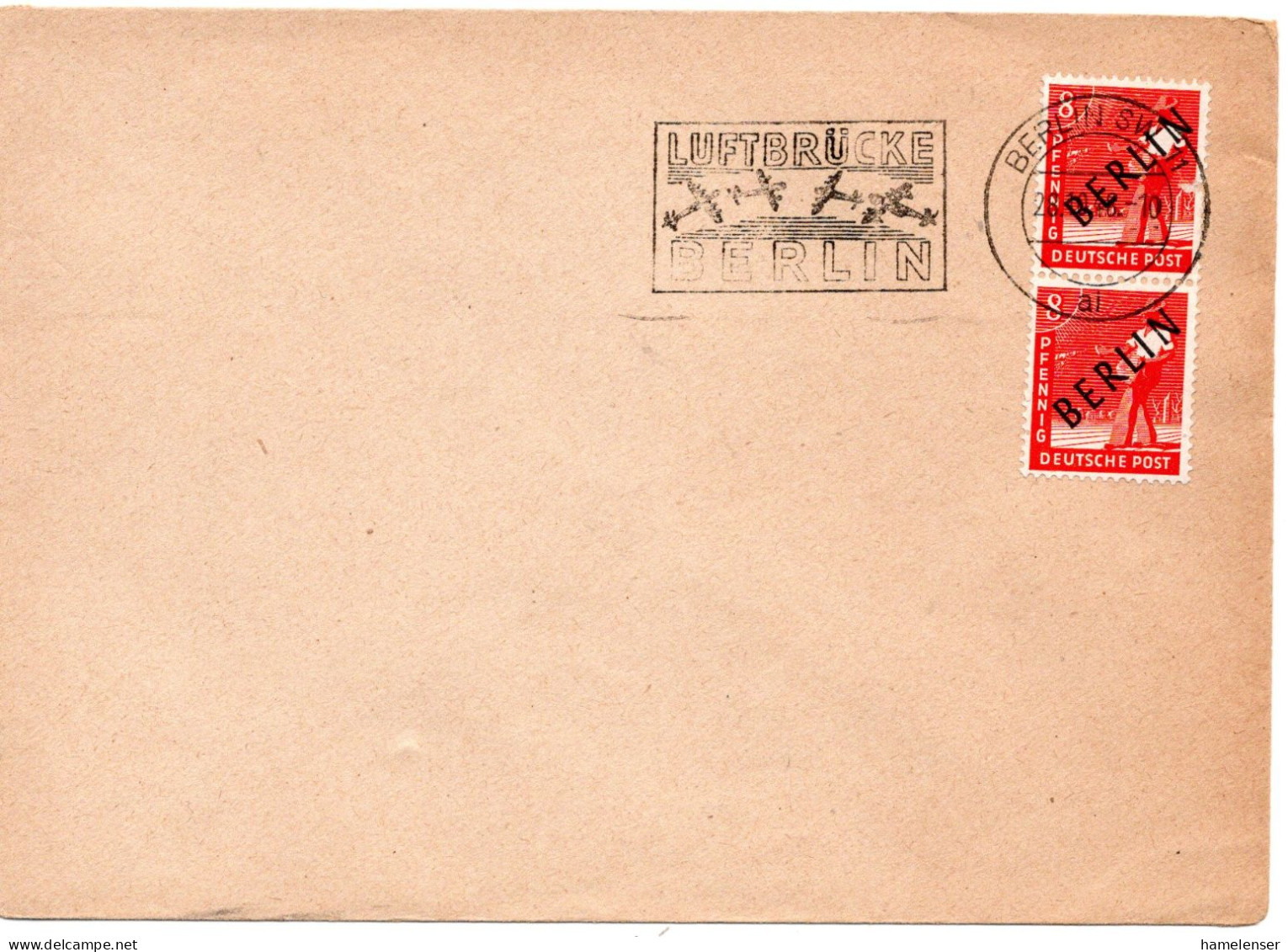 75203 - Berlin - 1948 - 2@8Pfg Schwarzaufdruck A Umschlag BERLIN - LUFTBRUECKE BERLIN - Storia Postale