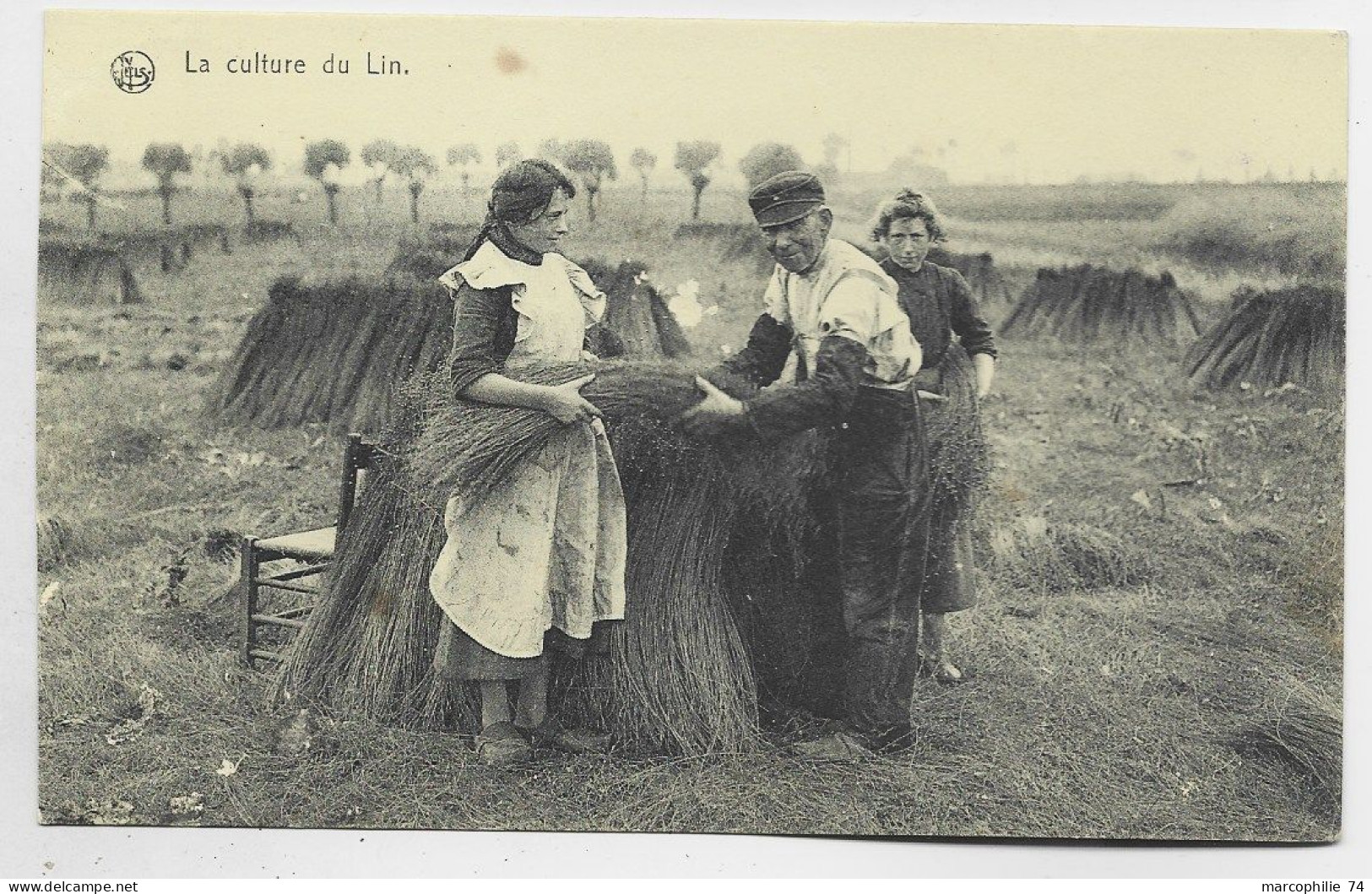 BELGIQUE CARTE LA CULTURE DU LIN + VERSO CACHET ALLEMAND KORTRYK + XV ARMEE KORPS 1915 BELGIEN - Armée Allemande