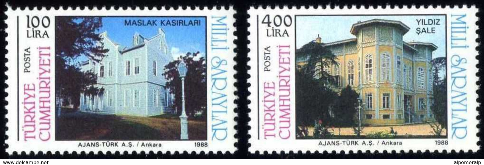 Türkiye 1988 Mi 2837-2838 MNH National Palaces: Maslak Royal Lodge 1890, Yildiz Sale Pavilion 1889 - Unused Stamps