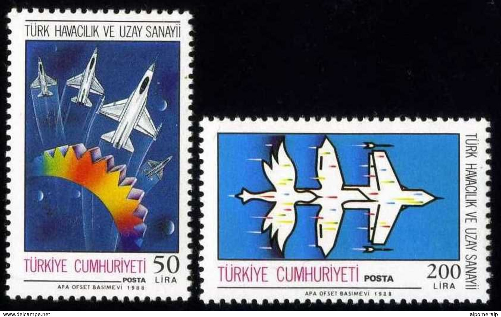 Türkiye 1988 Mi 2831-2832 MNH Jets, General Dynamics F-16 "Fighting Falcon" And Gear - Nuovi