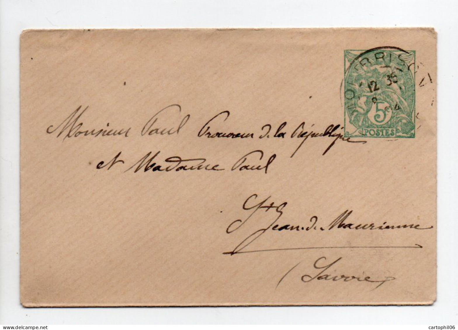 - Entier Postal MONTBRISON Pour SAINT-JEAN-DE-MAURIENNE 1904 - 5 C. Vert-bleu Type Blanc - Date 330 - - Standaardomslagen En TSC (Voor 1995)