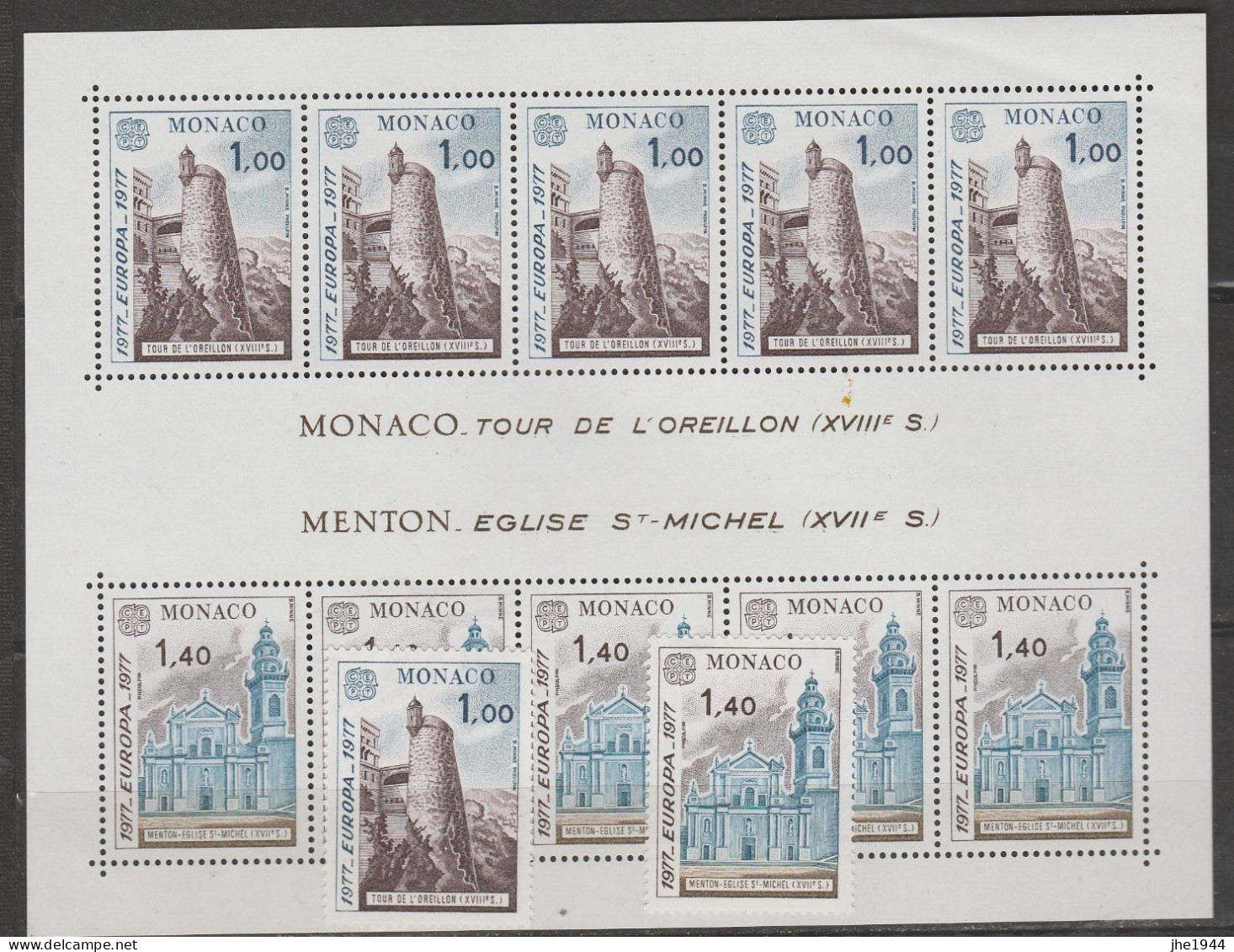 Monaco Europa 1977 N° 1101/ 1102 Et BF N° 13 ** Paysages - 1977