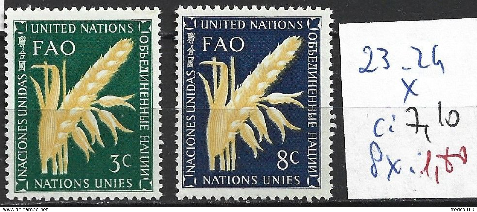 NATIONS UNIES OFFICE DE NEW-YORK 23-24 * Côte 7.10 € - Ongebruikt