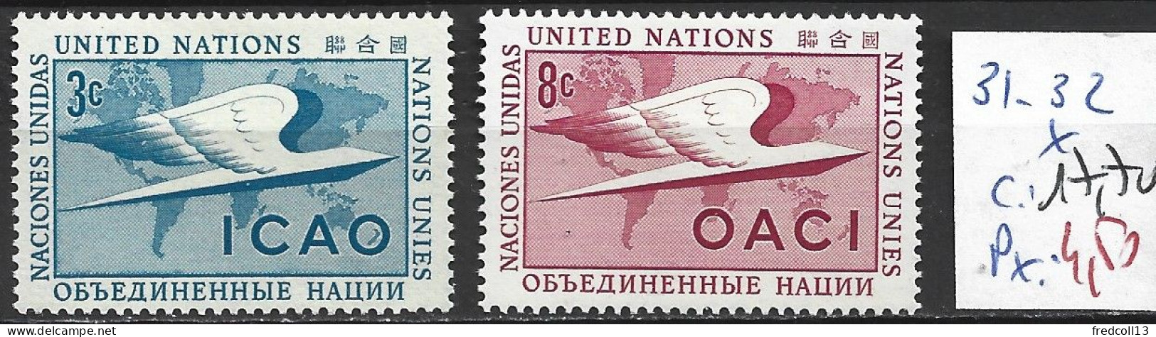 NATIONS UNIES OFFICE DE NEW-YORK 31.32 * Côte 17.70 € - Ongebruikt