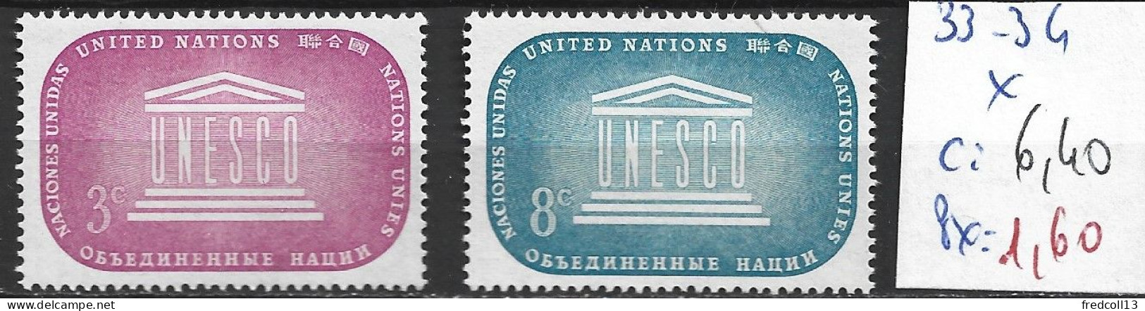 NATIONS UNIES OFFICE DE NEW-YORK 33-34 * Côte 6.40 € - Nuovi