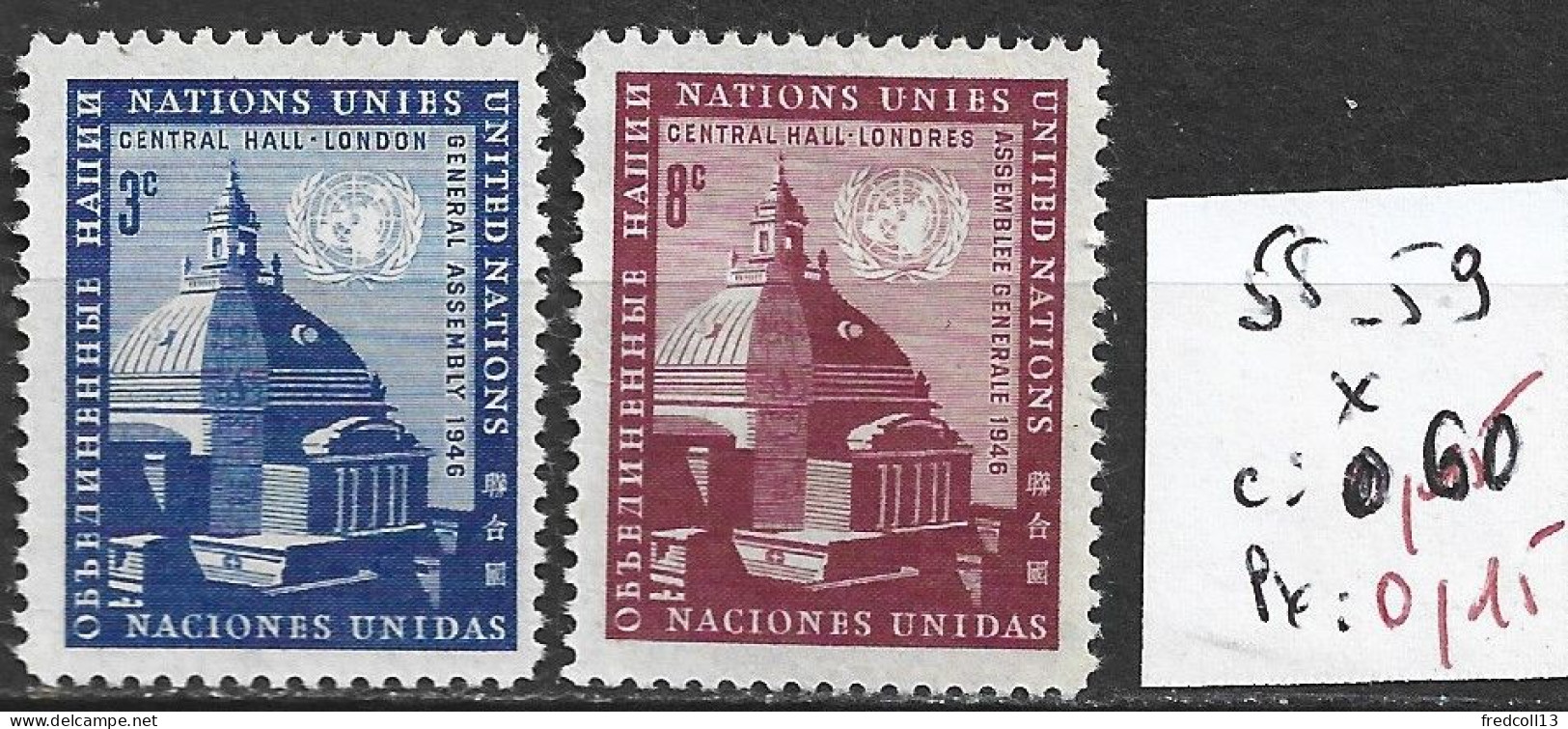 NATIONS UNIES OFFICE DE NEW-YORK 58-59 * Côte 0.60 € - Unused Stamps