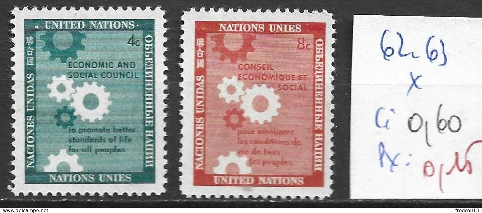 NATIONS UNIES OFFICE DE NEW-YORK 62-63 * Côte 0.60 € - Unused Stamps