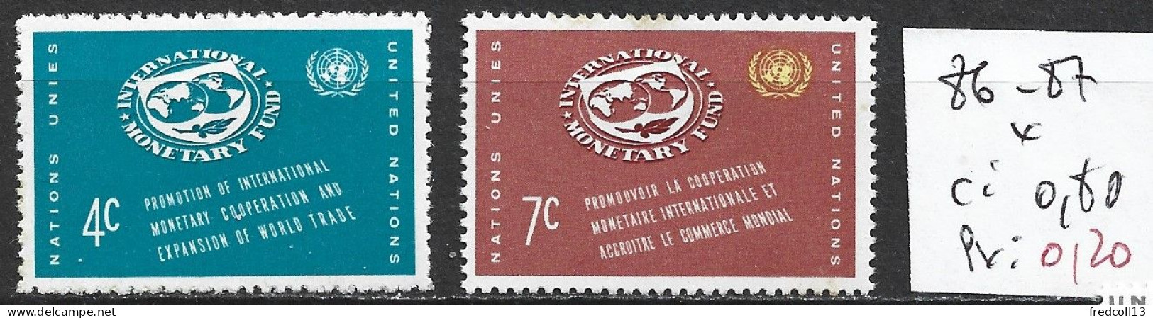 NATIONS UNIES OFFICE DE NEW-YORK 86-87 * Côte 0.80 € - Nuovi