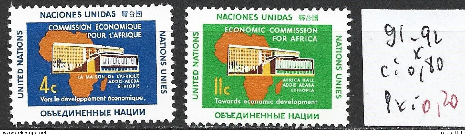 NATIONS UNIES OFFICE DE NEW-YORK 91-92 * Côte 0.80 € - Ungebraucht