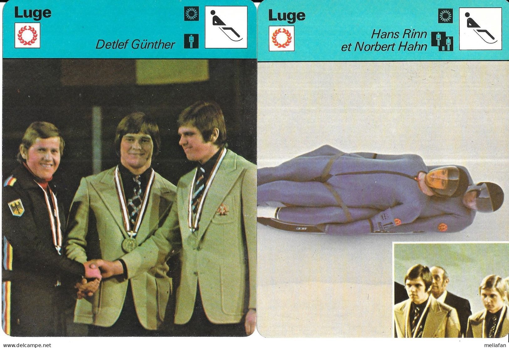 GF1778 - FICHES EDITION RENCONTRE - LUGE -  DETLEF GUNTHER - MARGIT SCHUMANN - HANS RINN NORBERT HAHN - Sports D'hiver