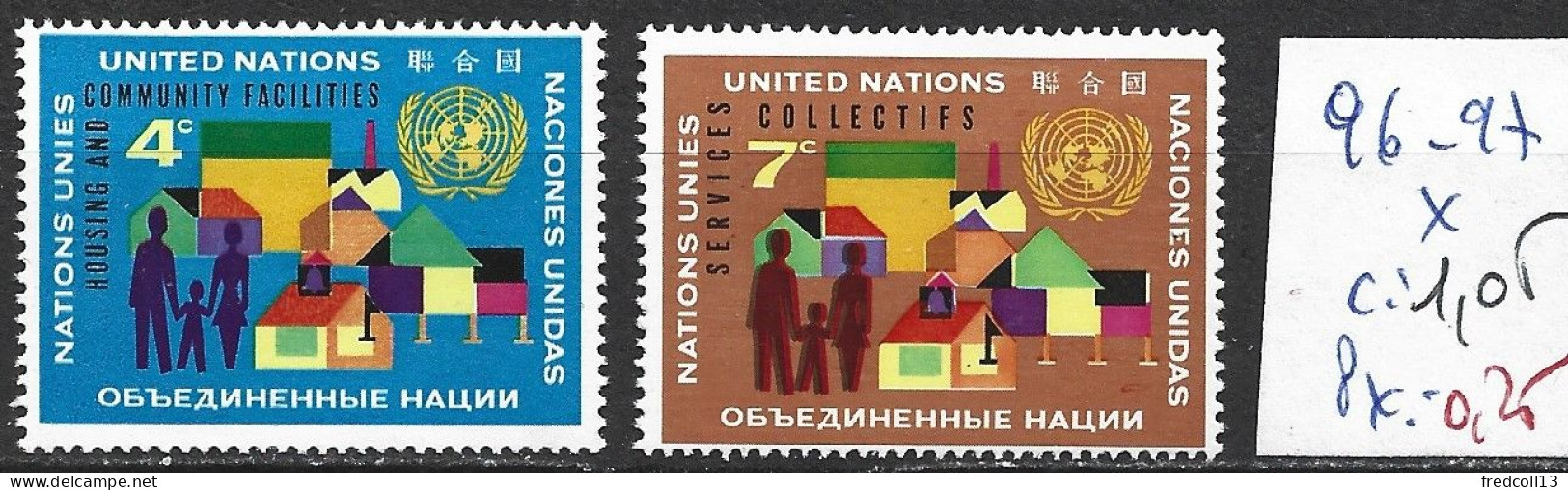 NATIONS UNIES OFFICE DE NEW-YORK 96-97 * Côte 1.05 € - Unused Stamps