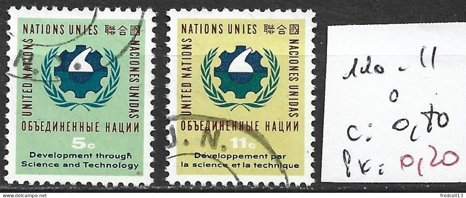 NATIONS UNIES OFFICE DE NEW-YORK 110-111 Oblitérés Côte 0.80 € - Usati