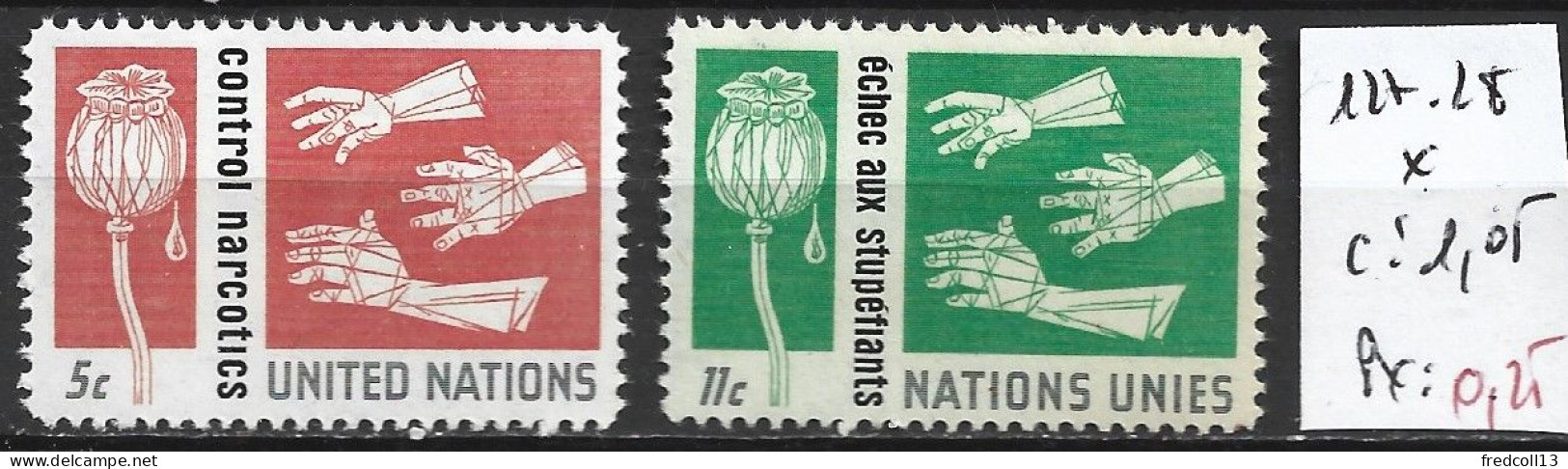 NATIONS UNIES OFFICE DE NEW-YORK 127-28 * Côte 1.05 € - Unused Stamps