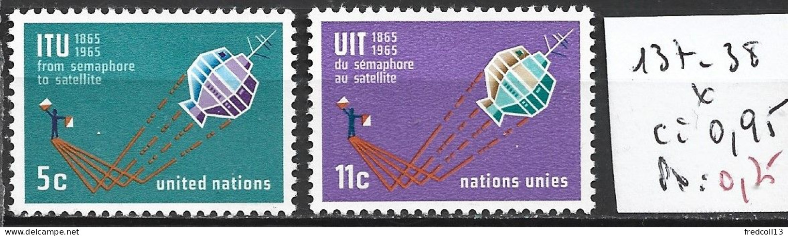 NATIONS UNIES OFFICE DE NEW-YORK 137-38 * Côte 0.95 € - Unused Stamps