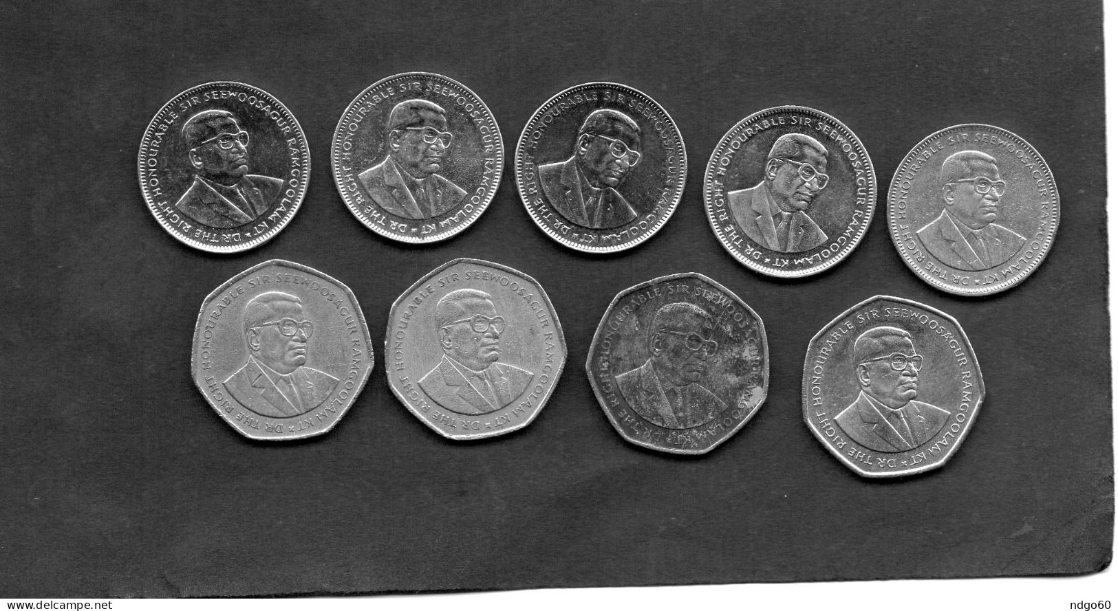 Lot De 9 Pièces ( 5 De One Rupee & 4 De 10 Rupees ) - Mauricio