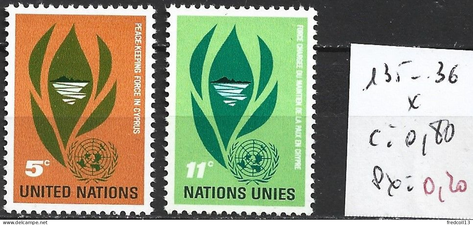 NATIONS UNIES OFFICE DE NEW-YORK 135-36 * Côte 0.80 € - Unused Stamps