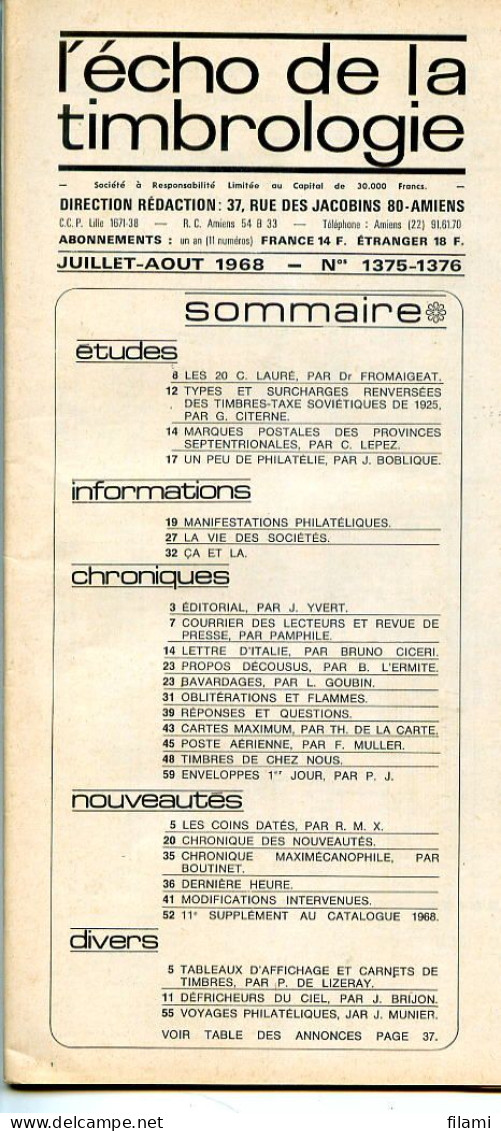 L'écho De La Timbrologie,20c Napoleon Lauré,accident Aérien,taxe Sovietique,marque P,Petain,Algérie,Mercure-Céres,gréve - Francés (desde 1941)