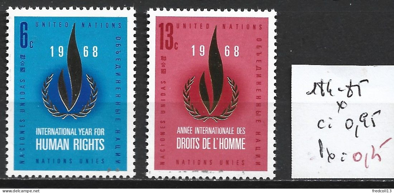 NATIONS UNIES OFFICE DE NEW-YORK 184-85 * Côte 0.95 € - Unused Stamps