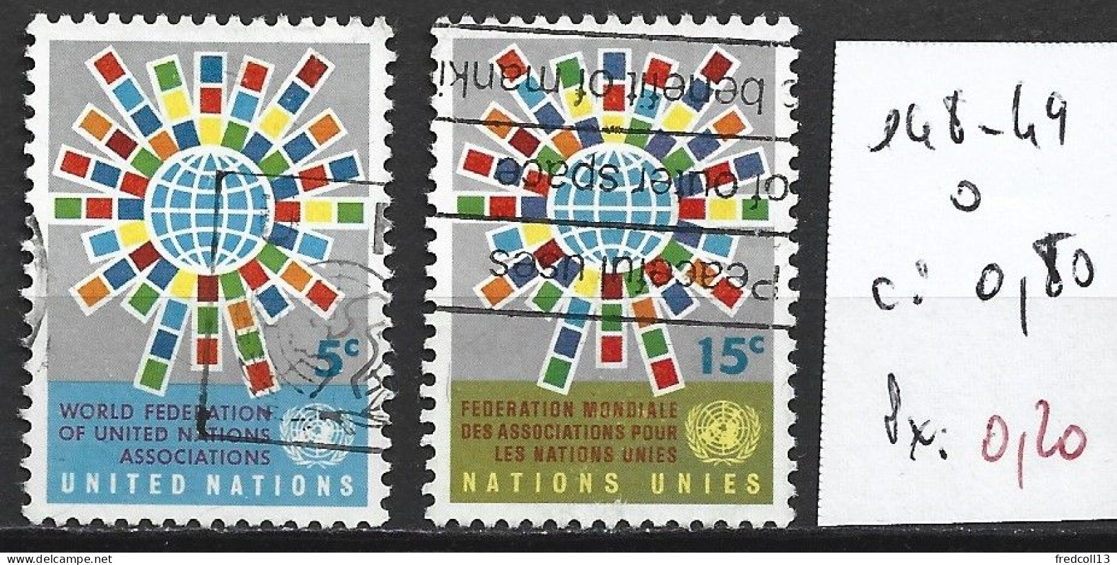 NATIONS UNIES OFFICE DE NEW-YORK 148-49 Oblitérés Côte 0.80 € - Oblitérés