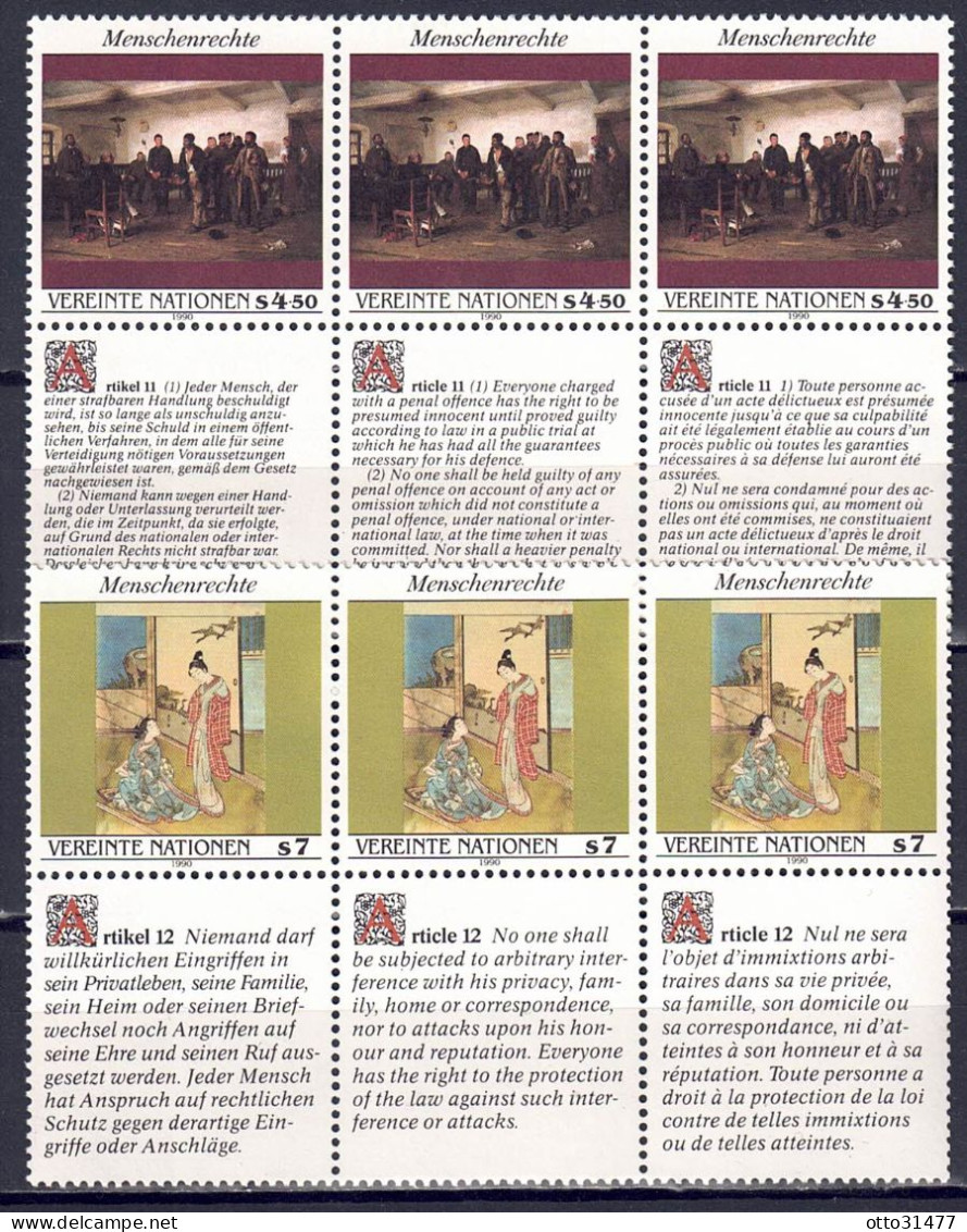 UNO Wien 1990 - Menschenrechte (II), Nr. 108 - 109 Zd., Postfrisch ** / MNH - Ungebraucht