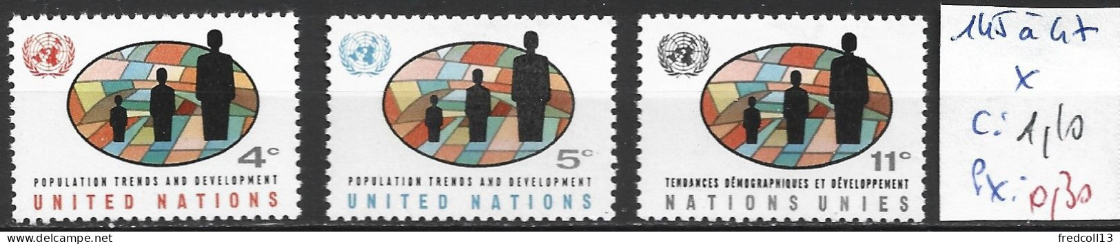 NATIONS UNIES OFFICE DE NEW-YORK 145 à 47 * Côte 1.10 € - Unused Stamps