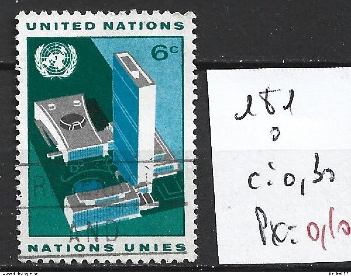 NATIONS UNIES OFFICE DE NEW-YORK 181 Oblitéré Côte 0.30 € - Gebraucht