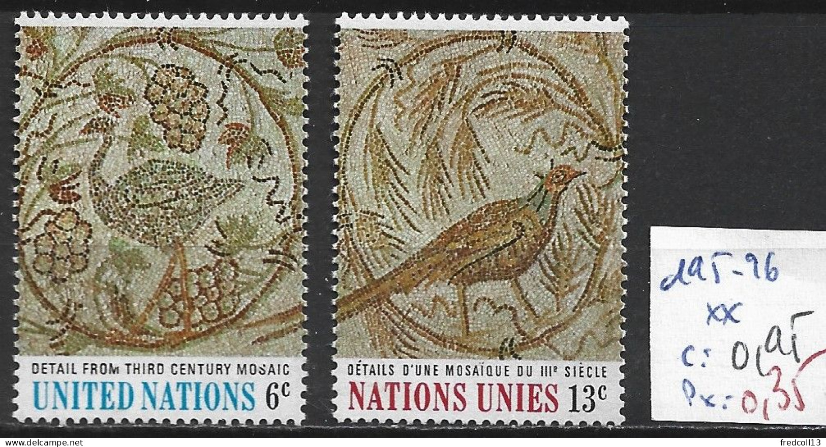 NATIONS UNIES OFFICE DE NEW-YORK 195-96 ** Côte 0.95 € - Used Stamps
