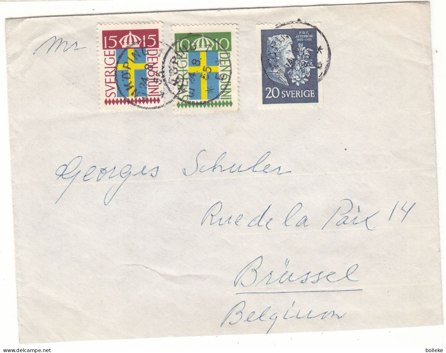 Suède - Lettre De 1955 - Oblit Enköping - - Briefe U. Dokumente