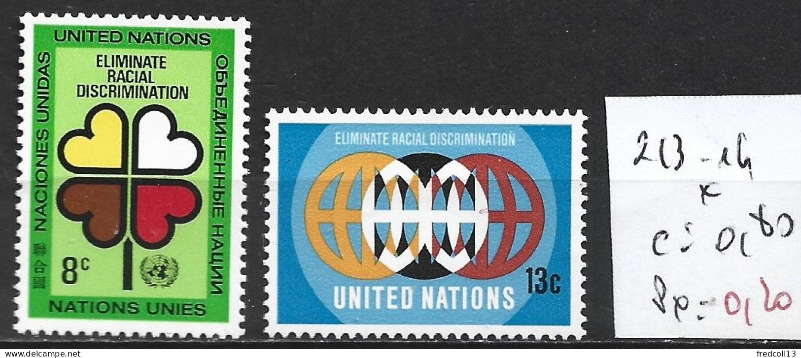 NATIONS UNIES OFFICE DE NEW-YORK 213-14 * Côte 0.80 € - Unused Stamps