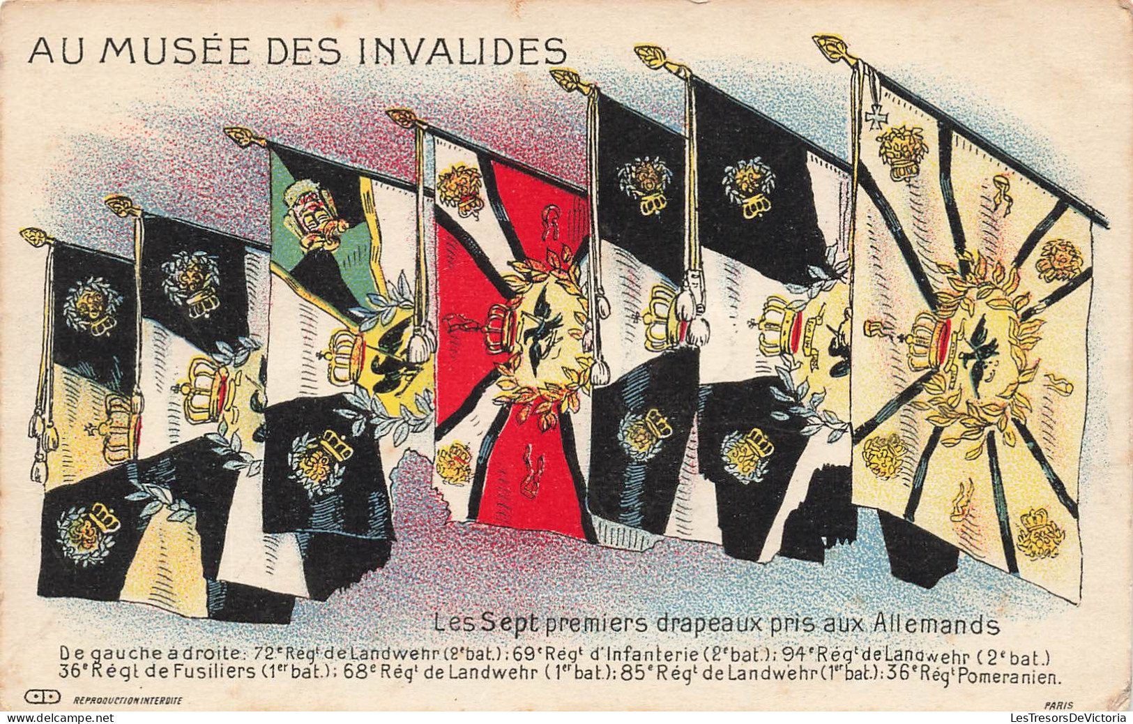 MUSEES - Les Sept Premiers Drapeaux Pris Aux Allemands - Au Musée Des Invalides - Carte Postale Ancienne - Museen