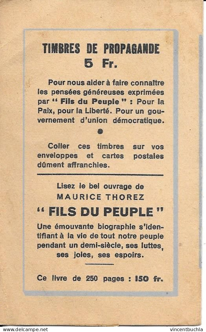 Timbres De Propagande Feuillet Honnage Affectueux Maurice Thorez Meilleur Fils Du Peuple 50éme Anniversaire - Fictifs