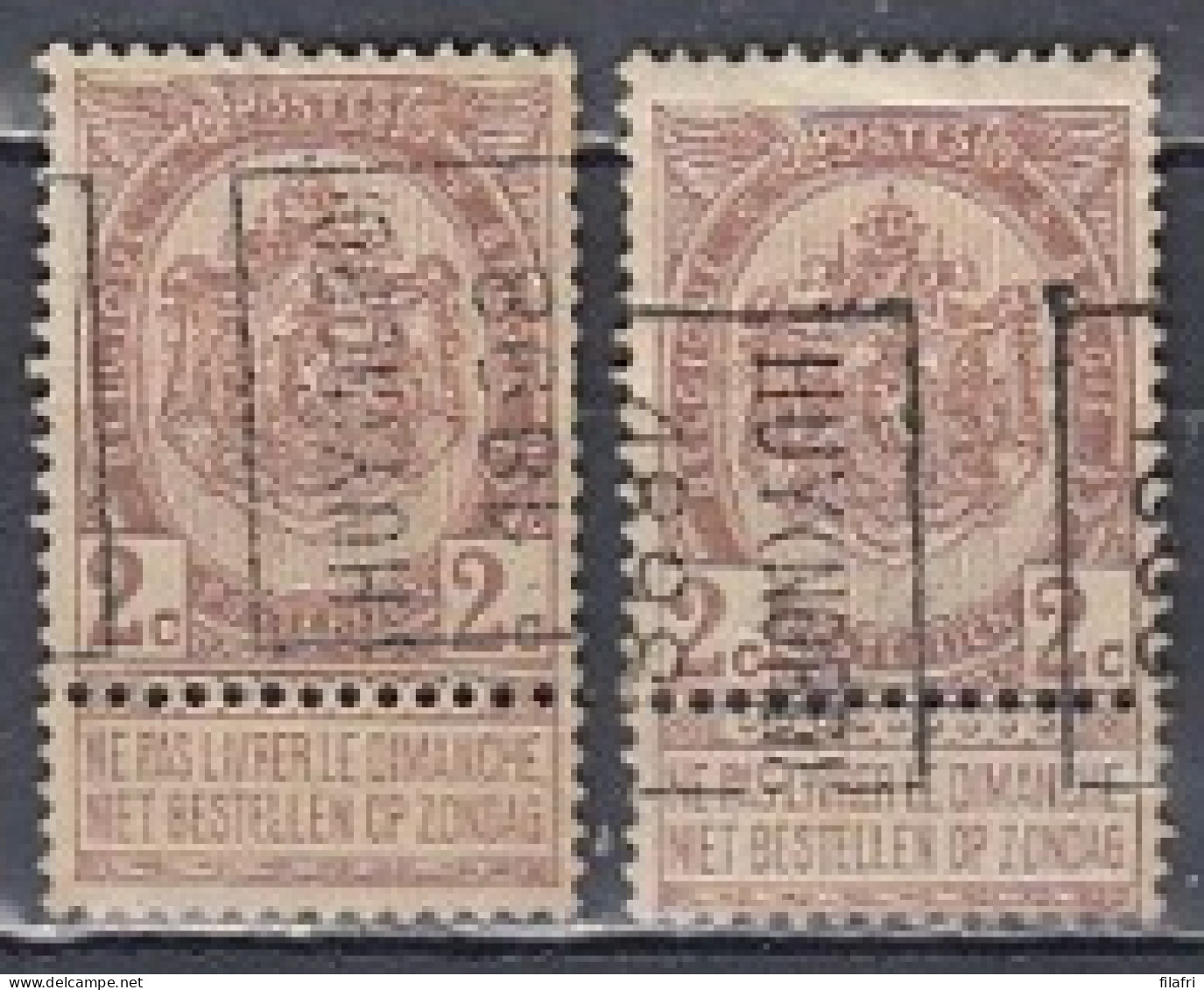 176 Voorafstempeling Op Nr 55 - HUY (NORD) 1898 - Positie A & B - Rolstempels 1894-99