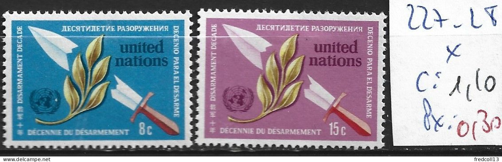 NATIONS UNIES OFFICE DE NEW-YORK 227-28 * Côte 1.10 € - Ongebruikt