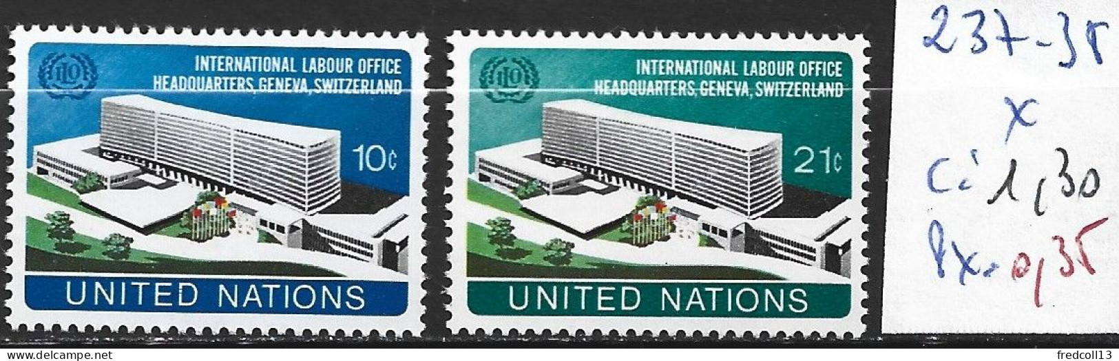 NATIONS UNIES OFFICE DE NEW-YORK 237-38 * Côte 1.30 € - Ongebruikt