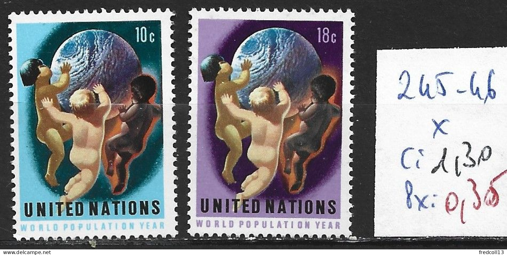 NATIONS UNIES OFFICE DE NEW-YORK 245-46 * Côte 1.30 € - Unused Stamps