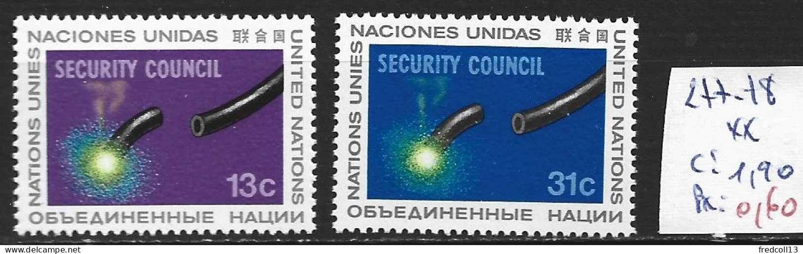 NATIONS UNIES OFFICE DE NEW-YORK 277-78 ** Côte 1.90 € - Unused Stamps