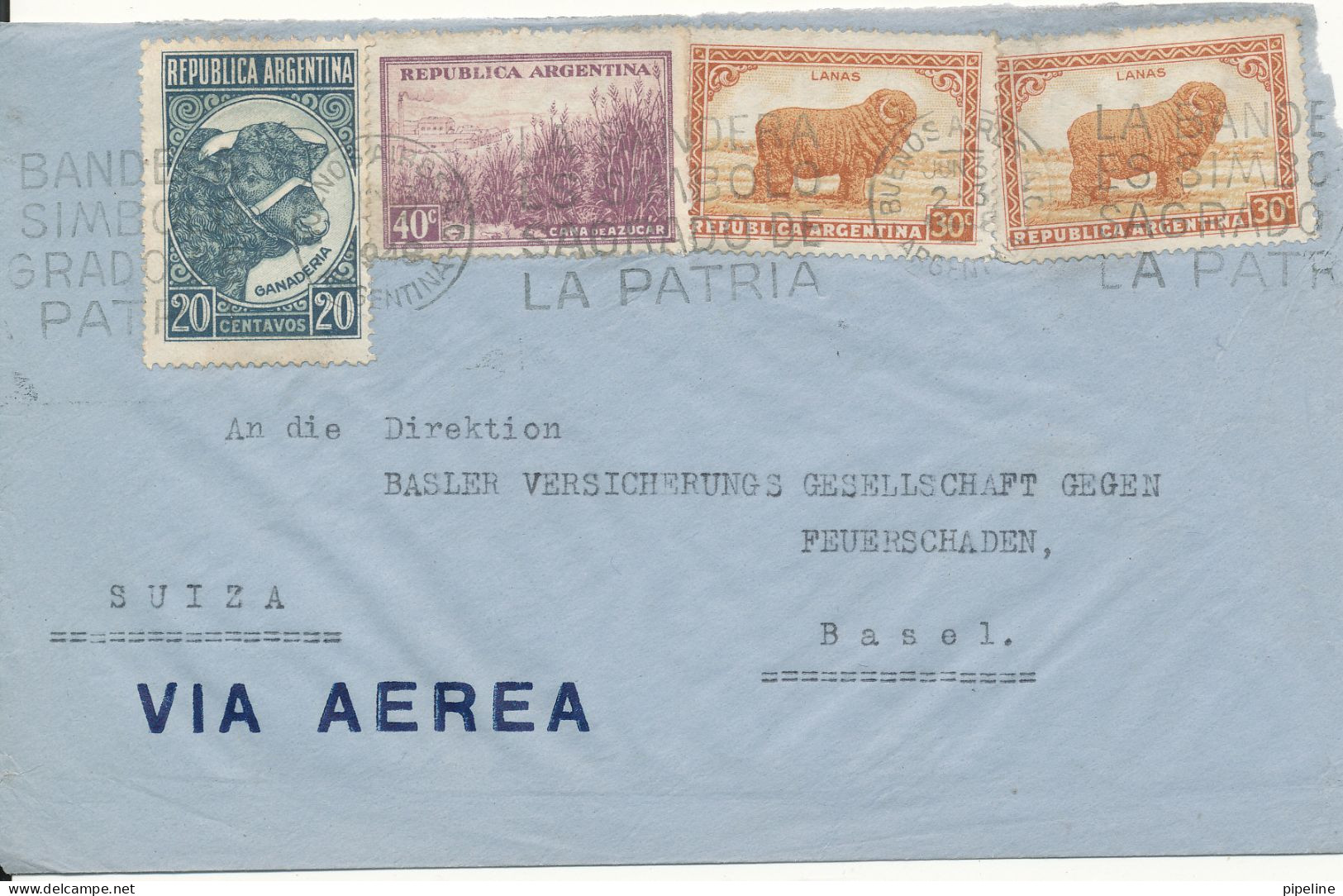 Argentina Air Mail Cover Sent To Switzerland 1948 Topic Stamps - Cartas & Documentos