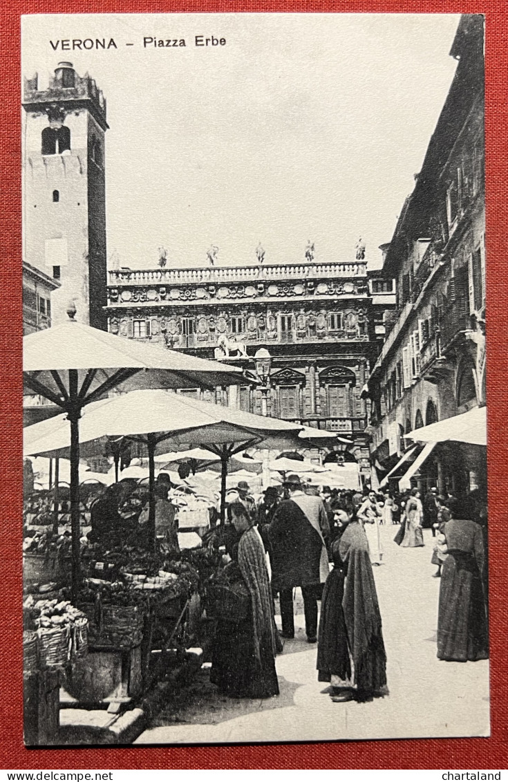 Cartolina - Verona - Piazza Erbe - 1900 Ca. - Verona
