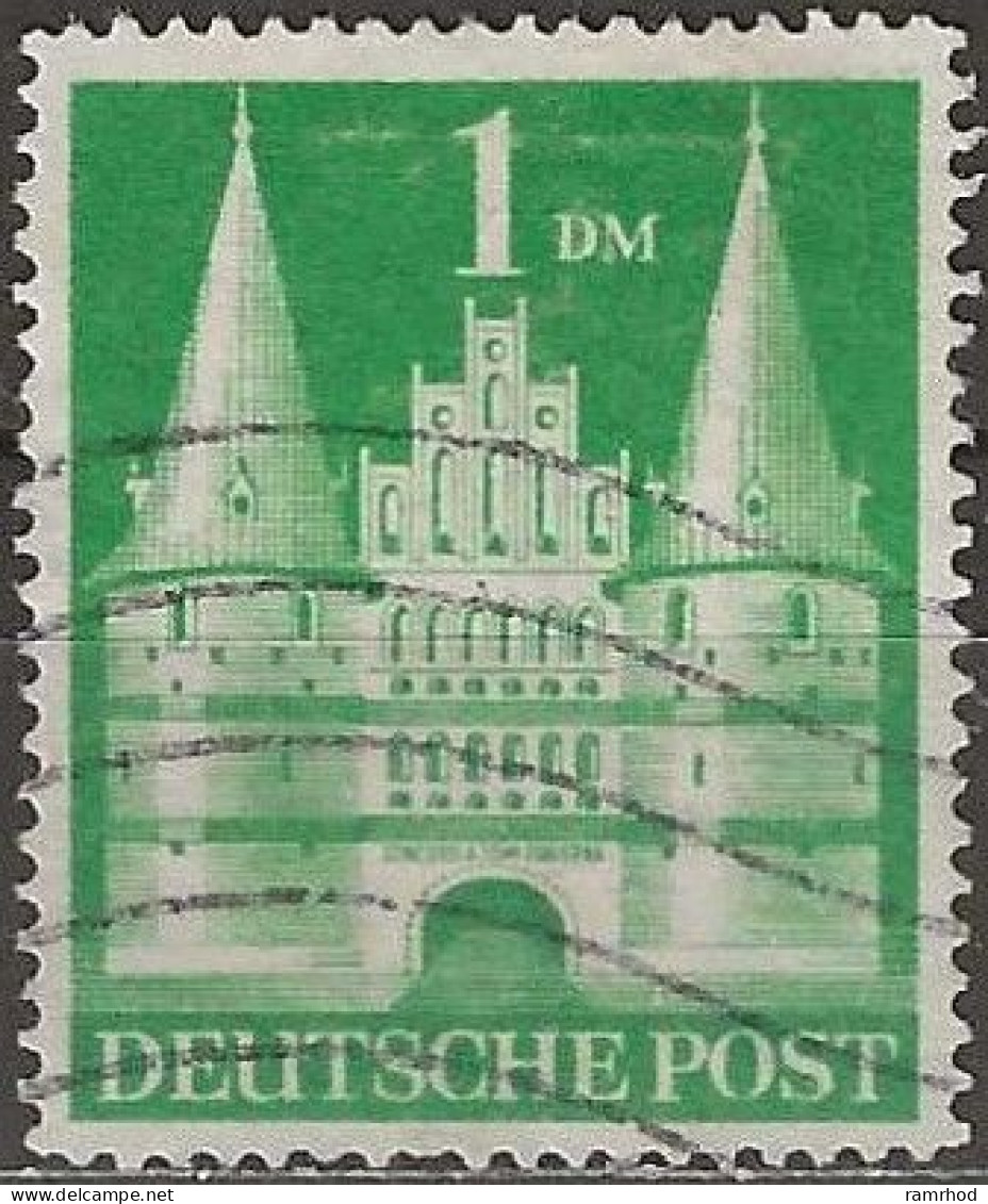 GERMANY 1948 Buildings -Holstentor Lubeck - 1Dm. - Green FU - Oblitérés