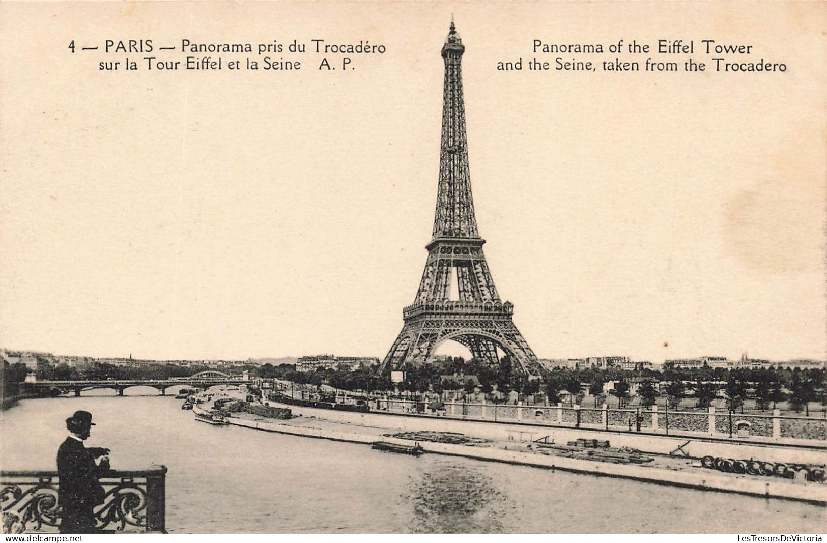 FRANCE - Paris - Panorama Pris Du Trocadéro Sur La Tour Eiffel Et La Seine - Carte Postale Ancienne - Tour Eiffel