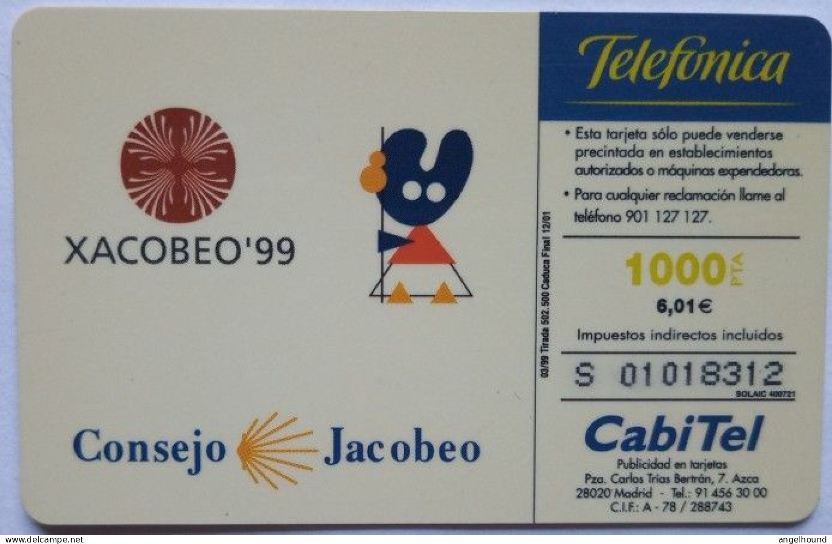 Spain 1000 Pta. Chip Card - Xacobeo 99 - Emissions Basiques