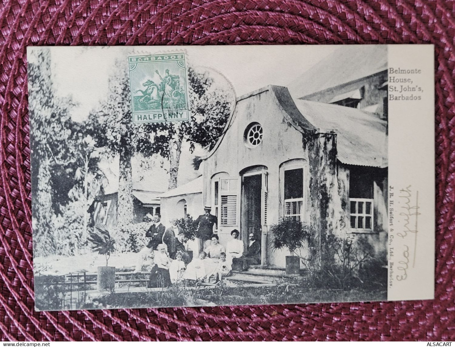 Belmonte House St John's Barbados , Barbade  , Timbre Halfpenny , Carte Rare - Autres & Non Classés