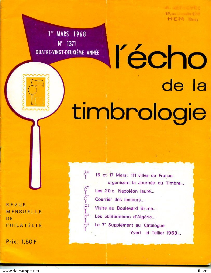 L'écho De La Timbrologie,20c Napoleon,Pétain,accident Aerieen,20c Empire,poste Automobile,Cheffer,Semeuse,Decaris,Coq - Französisch (ab 1941)