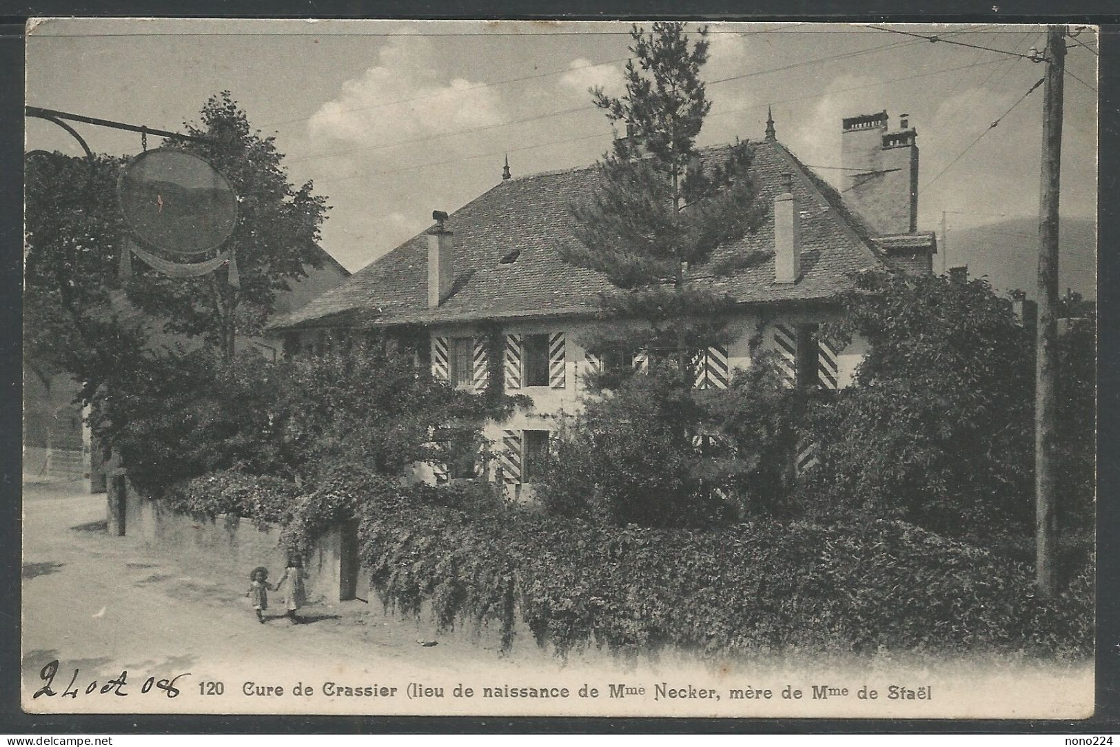 Carte P De 1908 ( Cure De Crassier / Lieu De Naissance De Mm Necker, Mère De Mm De Staël  ) - Crassier