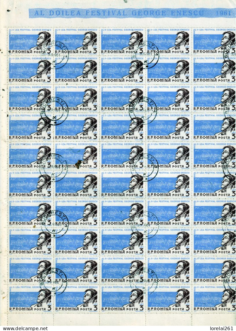 1961 - Musicien Roumain George Enescu / Toute La Feuille FULL X 100 - Full Sheets & Multiples