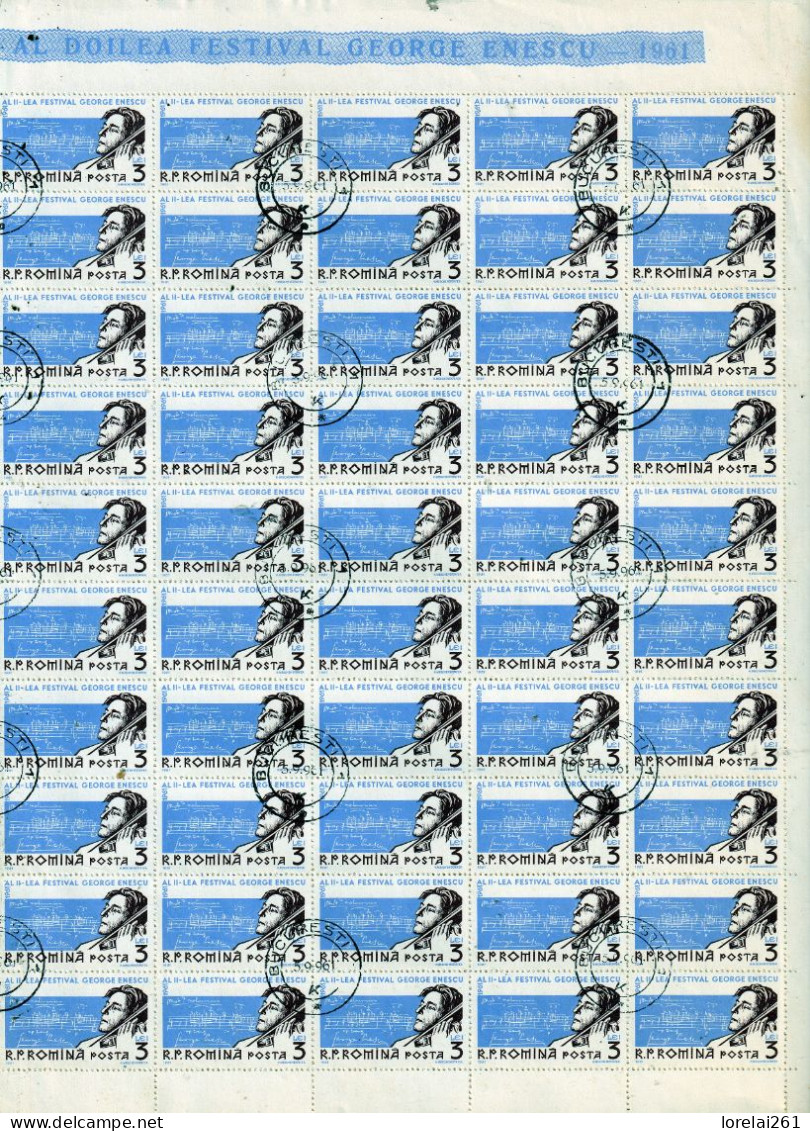 1961 - Musicien Roumain George Enescu / Toute La Feuille FULL X 100 - Full Sheets & Multiples