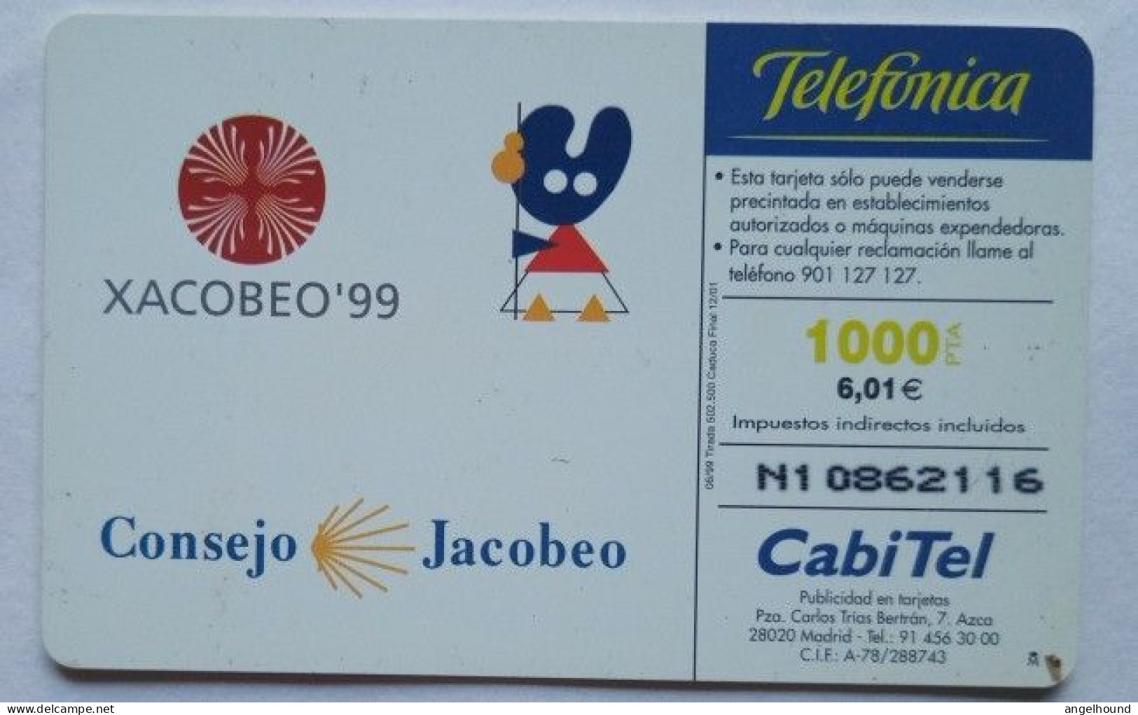Spain 1000 Pta. Chip Card - Xacobeo 99 - Emissions Basiques