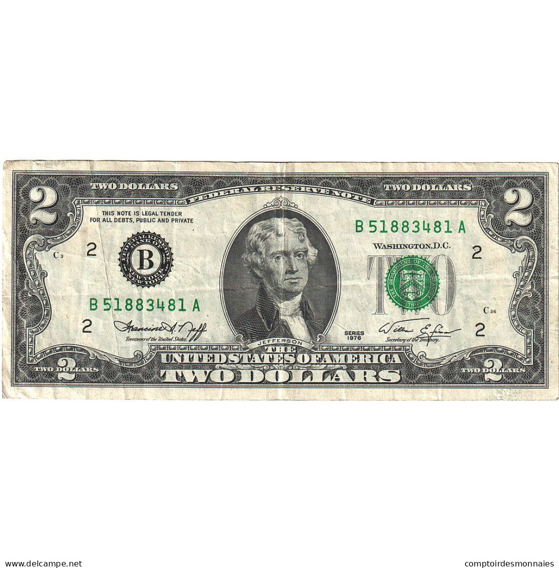 États-Unis, 2 Dollars, 1976, TB - Bilglietti Della Riserva Federale (1914-1918)